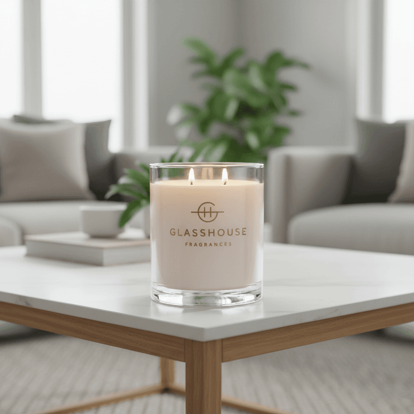 Elegant candle in cozy home atmosphere